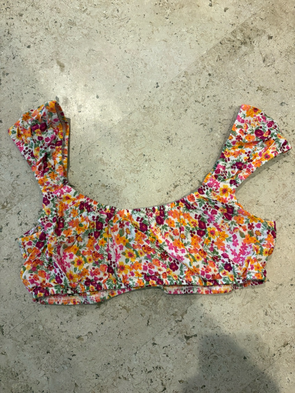 wild fable Floral Bikini Top in White, Pink and Orange